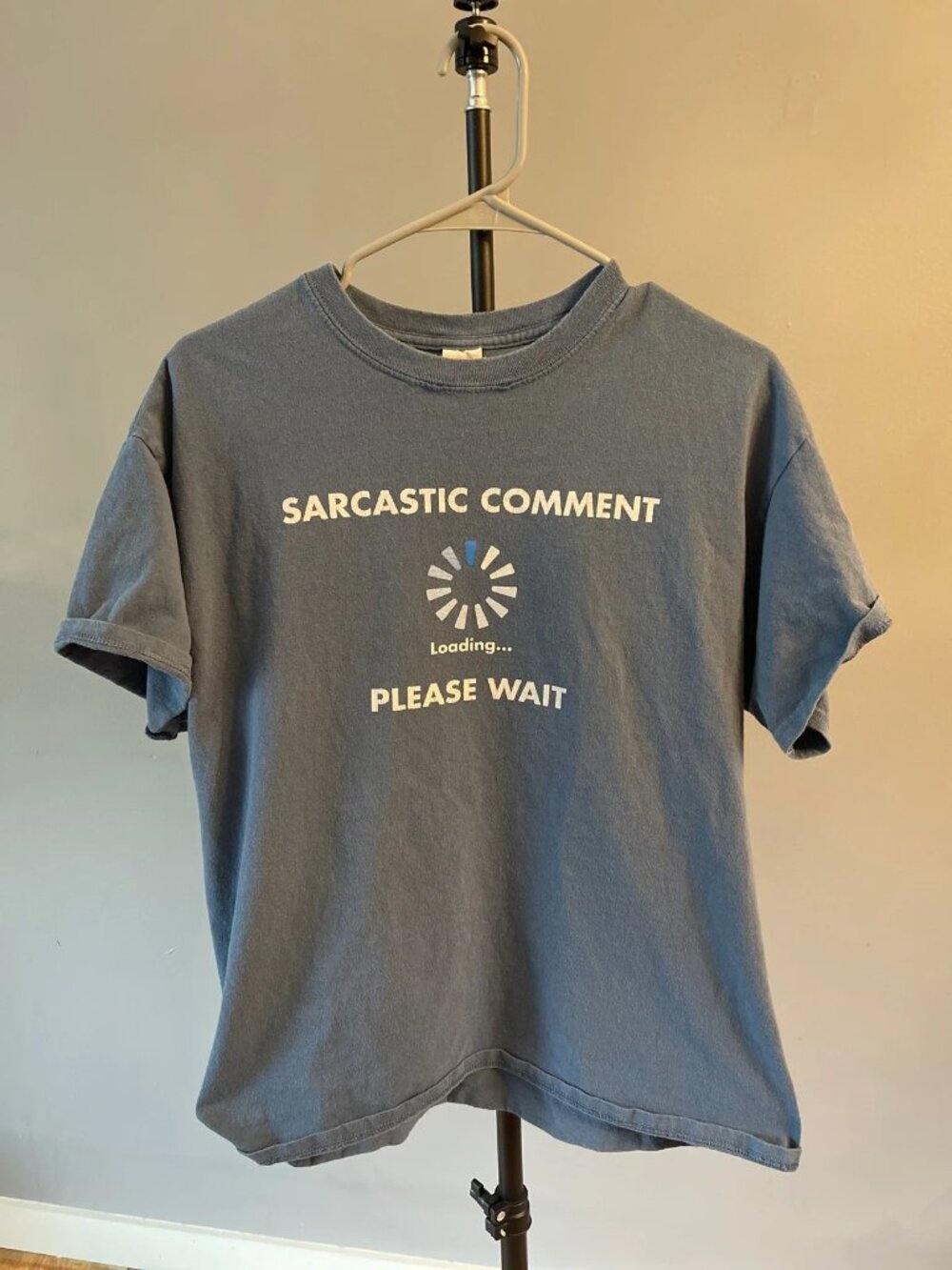 Sarcastic Comment loading, please wait. Men’s t-shirt, light blue. Large